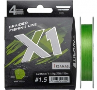Шнур Favorite X1 PE 4x 150m #1.5/0.205mm 25lb/11.4kg Light-green