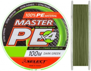 Шнур SELECT Master PE 100m 0.27mm 33kg Dark Green