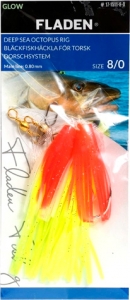 Оснастка для морської риболовлі Fladen Glowing Squids Glow-Orange 2 hook size 8/0 - 0.80mm