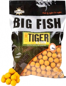 Бойли тонучі DYNAMITE BAITS Big Fish Sweet Tiger & Corn Boilies, 1kg