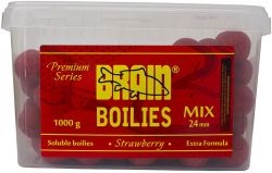Бойлы пылящие BRAIN Strawberry Soluble 24mm, 1kg