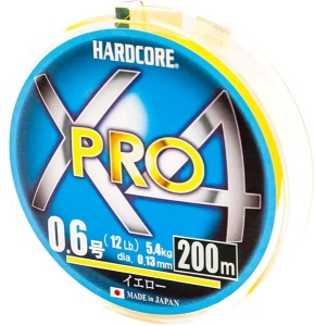 Шнур Duel Hardcore X4 PRO 200m #0.6/0.13mm 12lb/5.4kg Yellow