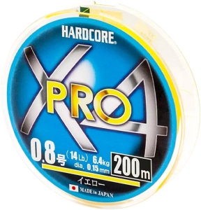 Шнур Duel Hardcore X4 PRO 200m #0.8/0.15mm 14lb/6.4kg Yellow
