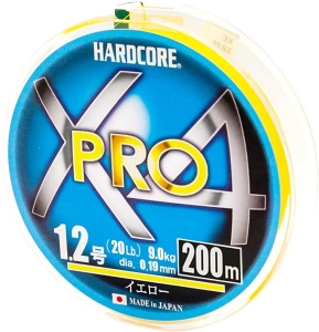 Шнур Duel Hardcore X4 PRO 200m #1.2/0.19mm 20lb/9.0kg Yellow