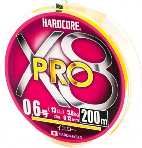 Шнур Duel Hardcore X8 PRO 200m #0.6/0.13mm 13lb/5.8kg Yellow