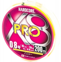 Шнур Duel Hardcore X8 PRO 200m #0.8/0.15mm 16lb/7kg Yellow