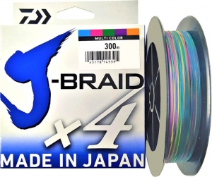 Шнур Daiwa J-Braid X4E 300m #2.25/0.21mm 27lb/12.4kg Multi Color