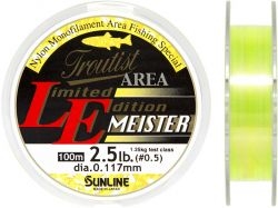 Леска SUNLINE TROUTIST AREA L.E. MEISTER 100m #0.5/0.117mm 2.5lb/1.25kg /Clear & Flash Yellow