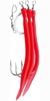 Оснастка для морской рыбалки SAENGER AQUANTIC 3er Gummi Makk System 1.30m 10/0 Red