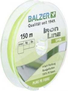 Шнур BALZER Iron Line Spin x4 Chartreuse 150m 0.16mm 10.2kg