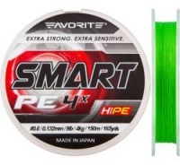 Шнур FAVORITE Smart PE 4x 150m #0.4/0.104mm 6.5lb/3kg /Light Green
