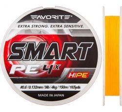 Шнур FAVORITE Smart PE 4x 150m #0.6/0.132mm 9lb/4kg /Orange