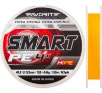 Шнур FAVORITE Smart PE 4x 150m #0.8/0.153mm 10lb/4.6kg /Orange