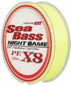 Шнур LineSystem SEA BASS NIGHT GAME PE X8 150m #1.5 22lb/9.98kg Sight Yellow