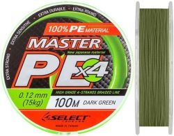 Шнур SELECT Master PE 100m 0.12mm 15kg /Dark Green