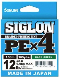 Шнур SUNLINE Siglon PE x4 150m #1.2/0.187mm 20lb/9.2kg /Dark Green