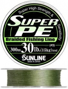 Шнур SUNLINE Super PE 300m #3.0/0.285mm 30lb/15kg /Dark Green