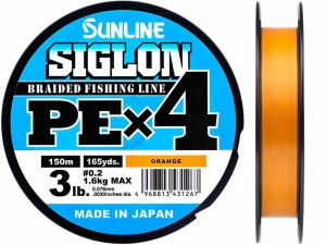 Шнур SUNLINE Siglon PE x4 150m #0.2/0.076mm 3lb/1.6kg /Orange