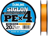 Шнур SUNLINE Siglon PE x4 300m #1.2/0.187mm 20lb/9.2kg /Orange