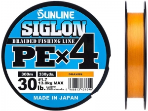 Шнур SUNLINE Siglon PE x4 300m #1.7/0.223mm 30lb/13.0kg /Orange